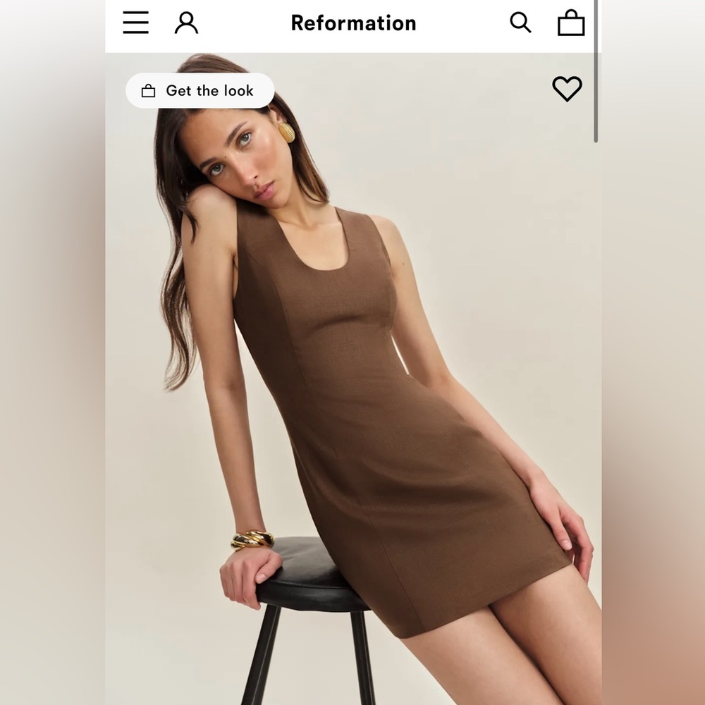 Reformation Brown Ara Linen Dress